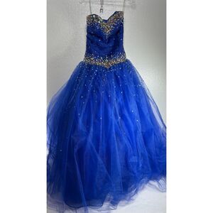 Studio 17 Prom and Pageant Boutique Dress Gown 12470 Size 2 Royal Blue Rhineston